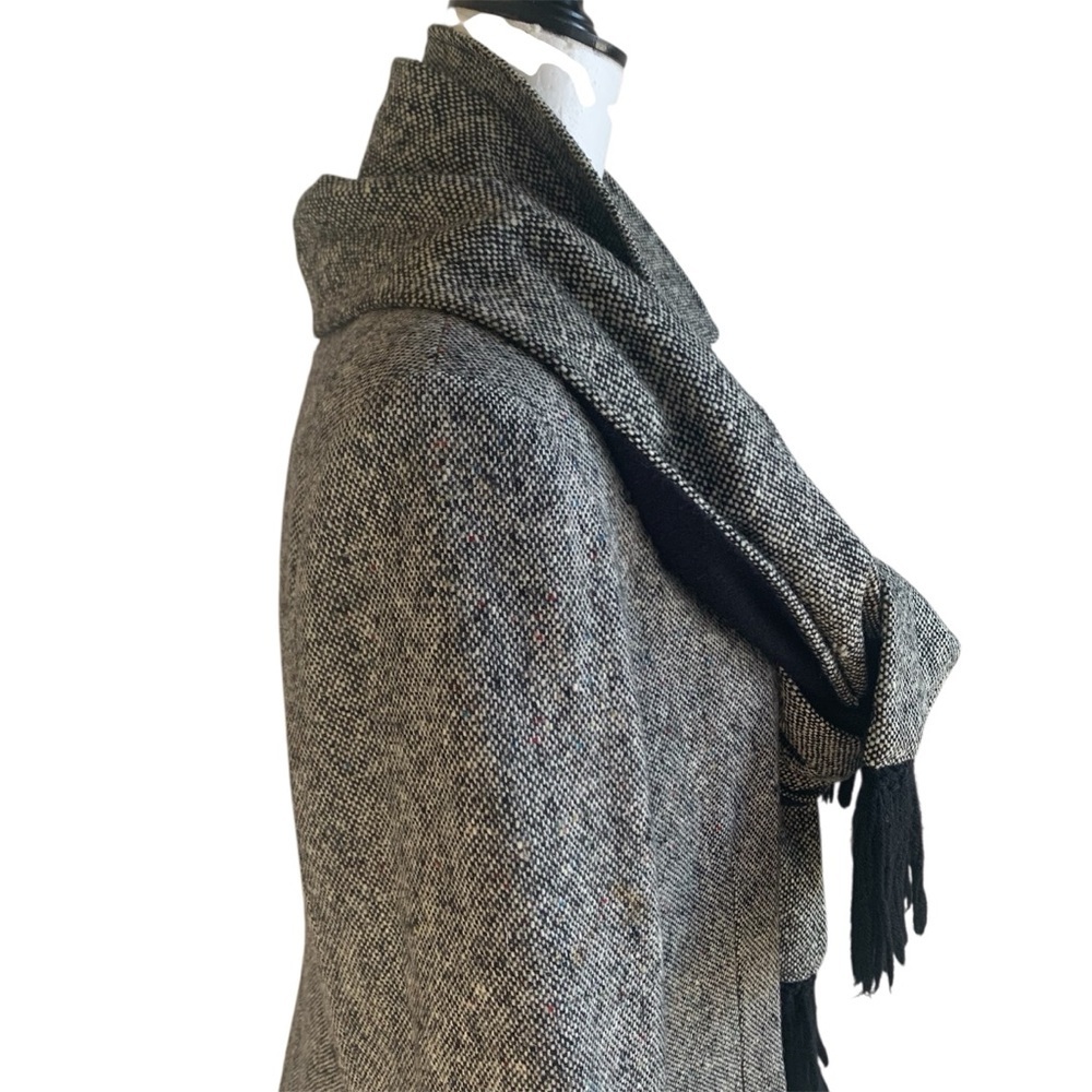 Tweed Blazer Wool Jacket w Detached Scarf Heritage Classic VTG Grey S10 - Picture 8 of 14
